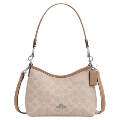 COACH/蔻驰Laurel 19银色金属硬件涂层帆布斜挎单肩包女包CBH15