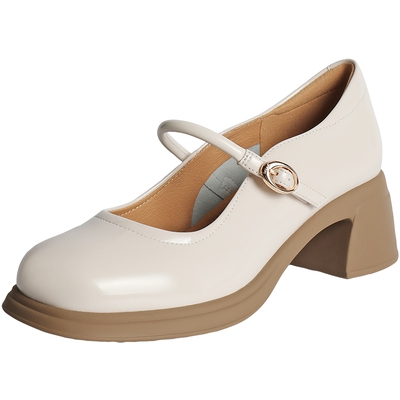 百丽女鞋子复古玛丽珍鞋