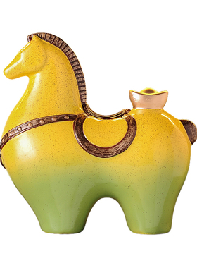 马上有钱创意桌面摆件中式客厅酒柜玄关办公室马年装饰品乔迁礼物