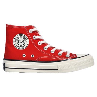 EVENSTAR暮星2025春季新款高帮ins韩版超火大红色百搭帆布鞋1970s