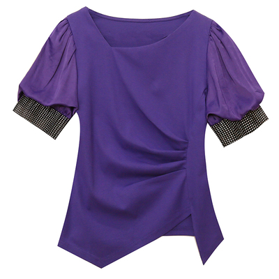 时尚泡泡袖短袖设计感不规则上衣