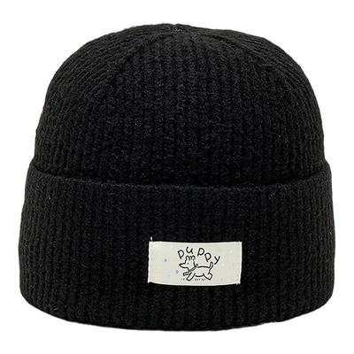 三福针织帽基础西瓜帽经典毛线帽时尚字母帽子女秋2025新款845680