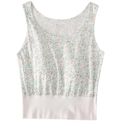 老太太纯棉汗衫防凸点带胸垫背心