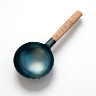 章丘蛋饺锅蛋饺专用铁勺纯铁无涂层手工锻造木柄小铁锅做蛋饺神器