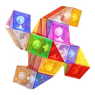 百变魔尺24节36段48段72段彩虹琉璃色幼儿园儿童变形玩具全套益智