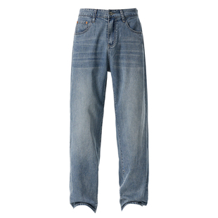 班尼路SK美式复古天丝莱赛尔牛仔裤男夏季薄款直筒裤宽松长裤子YS