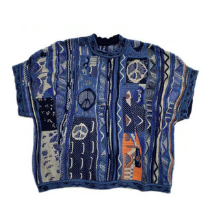 KAPITAL平田和宏反战拼色重工复古日系短袖套头毛衣男女针织衫T潮