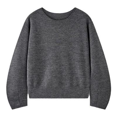 【绵羊毛】Laurel劳芮新款针织一字领格雷系上衣女LWL354M07200