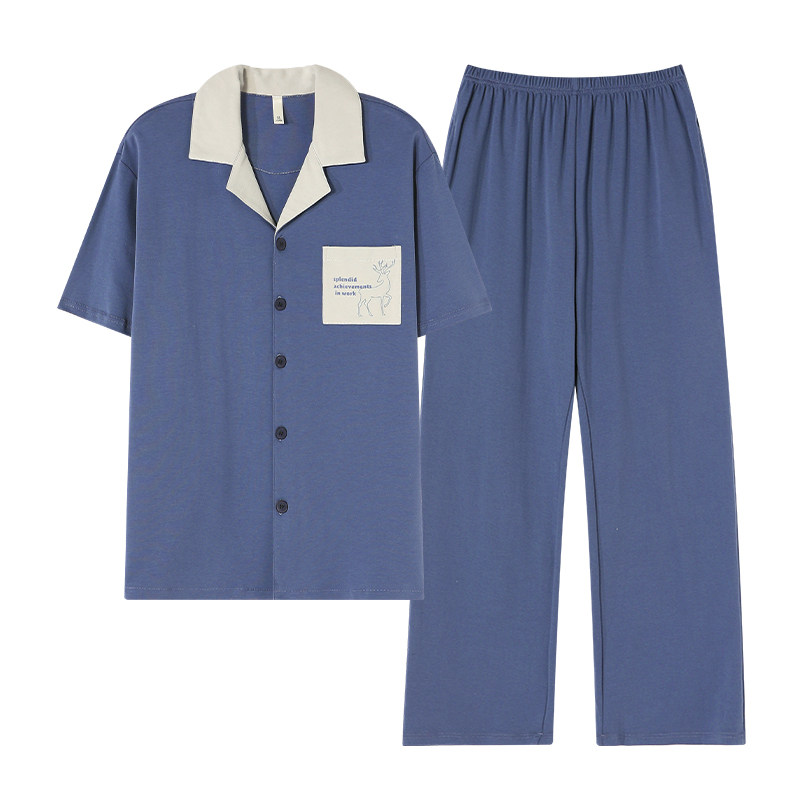 男士夏季纯棉短袖休闲大码家居服