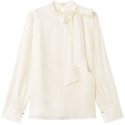 衣香丽影飘带立领雪纺衬衫女2026春装新款法式复古上衣150211101