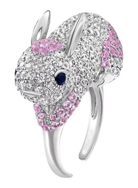 新品兔子戒指女百搭设计食指戒女