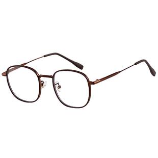 咖啡茶素颜镜防蓝光眼镜女可配度数近视眼镜框女韩版潮复古显脸小