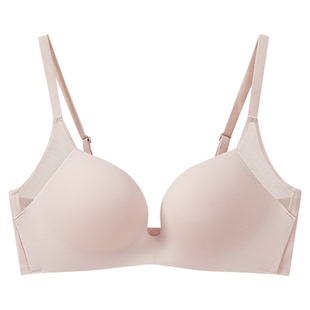 HR赫莲娜网纱聚拢小胸内衣光面bra一体杯无钢圈收副乳防下垂文胸