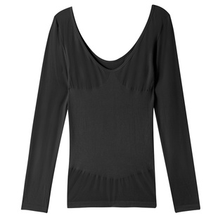 超低领大领口冬季薄款保暖内衣女性感低胸长袖修身隐形美体打底衫