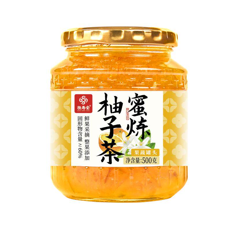 恒寿堂蜂蜜柚子茶纯净版500g罐装