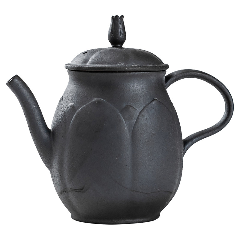 非遗传承土陶莲花茶壶