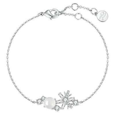 设计师白水晶手串925银雪花手链