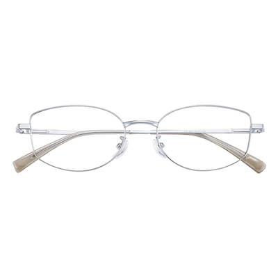 老钱风椭圆超轻纯钛全框眼镜女