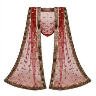 B1-2-1印度精品纱丽网纱披肩高档重工刺绣钉珠异域风旅游拍照头纱