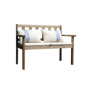 双人沙发长形椅子现代简约家用休闲客厅户外复古阳台实木靠背椅凳