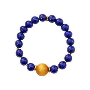 【黄金海岸】青金石金色虎眼石猫眼招财进宝文玩手串手链足金配件