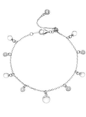 AHCHOO 静奢天然透亮白水晶拼锆石手串S925纯银手链悦己能量手环