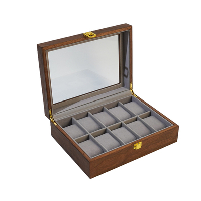 高档木质10格防尘手表眼镜盒
