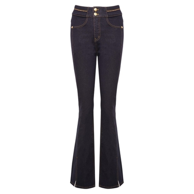 谷邦复古开叉微喇牛仔裤女