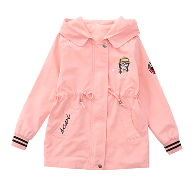 女童风衣春秋中长款纯棉外套春秋