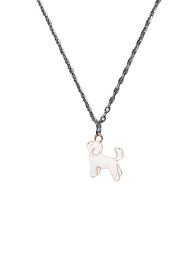 白色小狗抬头吊坠男女可爱卡通新款简约百搭个性小众情侣嘻哈项链