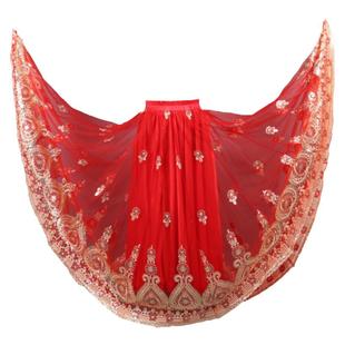 720度新疆舞蹈演出服网纱绣花半身裙女民族服饰维族大摆飘逸舞裙