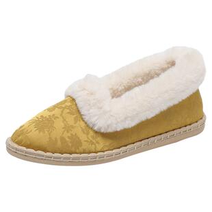 【金粟】花笙缘新中式加绒单鞋秋冬新款浅口单鞋保暖一脚蹬毛毛鞋