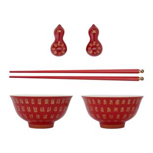 故宫 福寿双全餐具套装 生日礼物 碗筷子筷架 故宫官方旗舰店