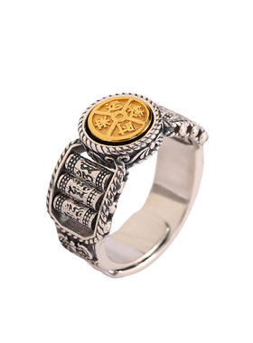 可转动时来运转招财进宝纯银戒指