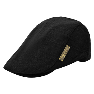 路瓦春秋男士贝雷帽亚麻小头围鸭舌帽秋冬中老年棉麻前进帽遮阳潮