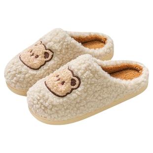 新款秋冬季棉拖鞋女款可爱室内毛毛鞋保暖防滑家用羊羔绒绒拖鞋男