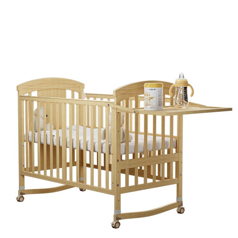 ULOP优乐博婴儿床实木可拼接大床带尿布台可移动宝宝床多功能无漆