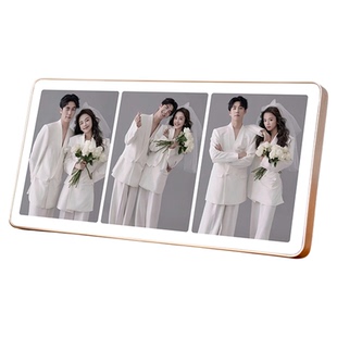 定制三宫格宽屏水晶相框摆台经典婚纱照全家福艺术照照片打印高级