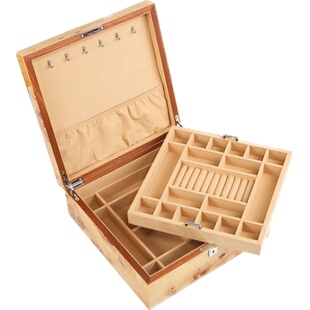 夭桃（饰品）水晶钢琴烤漆木质制双层首饰盒箱珠宝收纳收藏盒带锁