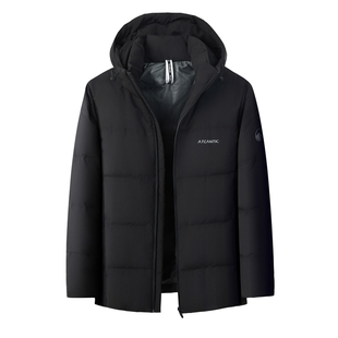 皮尔卡丹品牌连帽短款羽绒服男士90%白鸭绒2025新款加厚保暖外套