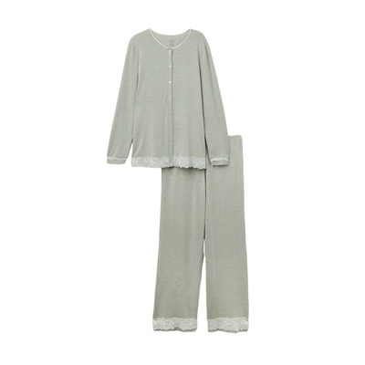 Intimissimi意舒漫休闲舒适蕾丝花边长袖睡衣家居服套装PLD700A