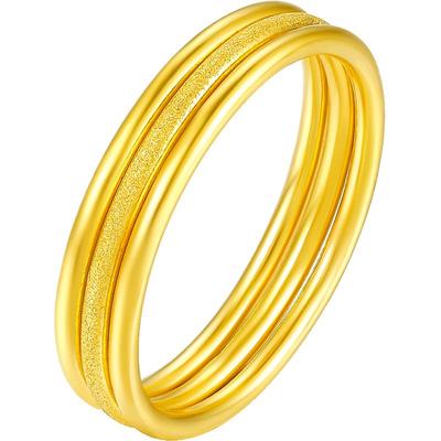 周六福黄金戒指计价足金三生三世情侣素圈尾戒送女友新年礼物