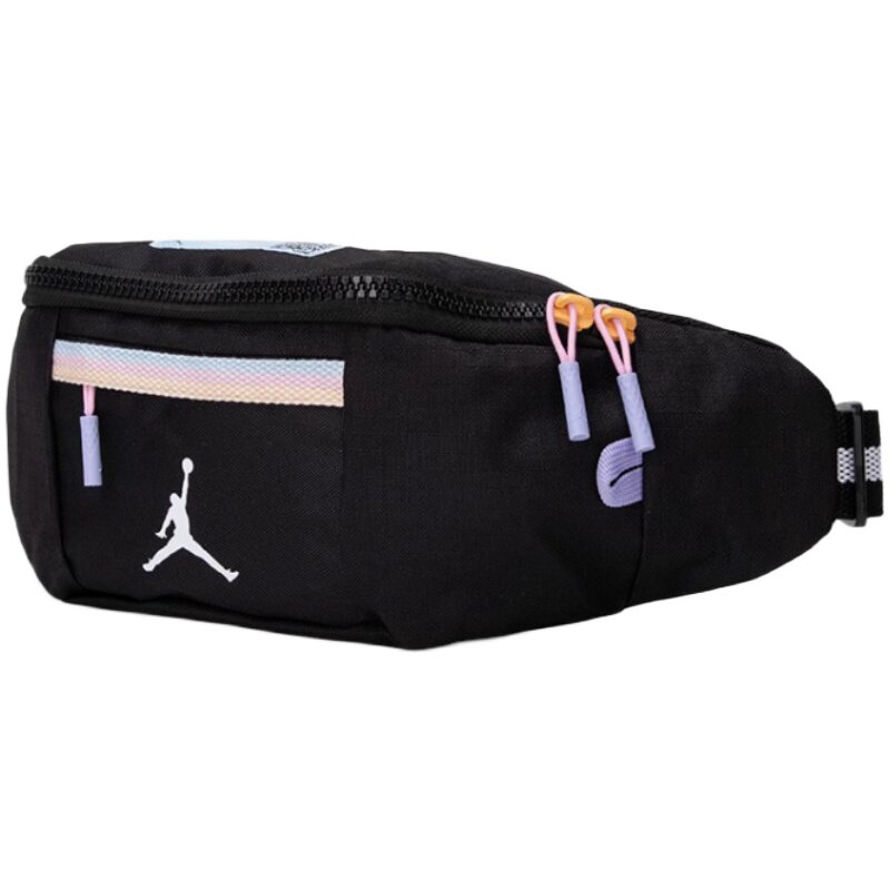耐克NIKE黑白色休闲皮革胸包腰包