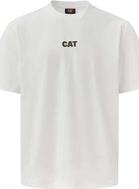 【凉感】CAT卡特夏男士圆领排汗印花设计COOLMAX基础LOGO短袖T恤