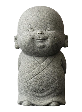 晨翔青砂石小和尚桌面茶宠摆件