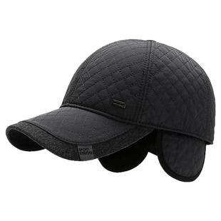 高端品牌男帽子冬季加绒加厚棒球帽后封口护耳鸭舌帽户外防风棉帽