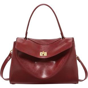 纳兰杜云漫包包女式2025新款红色包包高级感斜挎包女包真皮通勤包