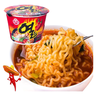 韩国热辣面105g碗进口方便面不倒翁热拉面超辣面速食泡面汤面