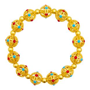 CAMIERY镂空红蓝花丝绣球手链女生款轻奢小众精致高级感2025新款