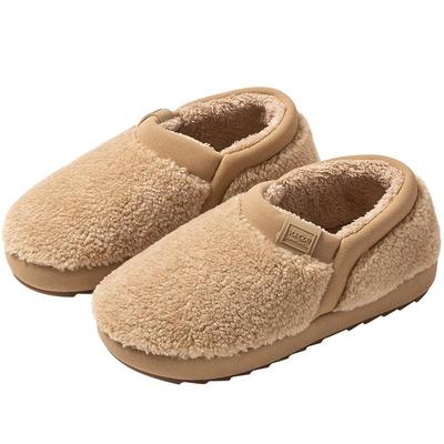 远港牛筋底毛绒棉鞋带跟防滑冬天